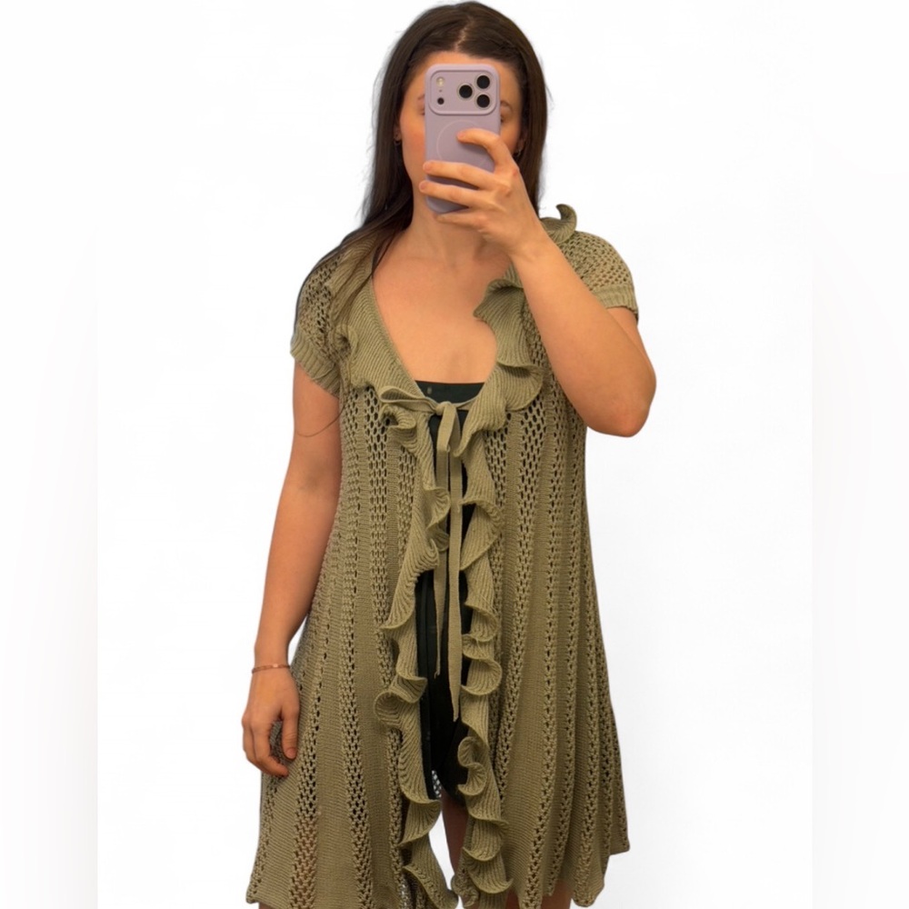 BCBGMAXAZRIA Knit Ruffle Cardigan